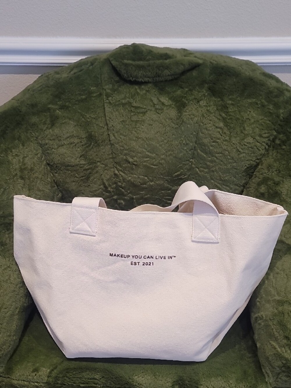 MERIT Canvas Cosmetic Tote Bag in Cream - Picture 7 of 9